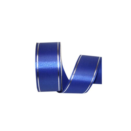 Reliant Ribbon 10.87 in. 50 Yards Bi-Stripe Ribbon, Royal & Silver 5502-989-16K
